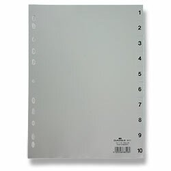 Plastový rozlišovač Durable - A4, šedý, 1-10
