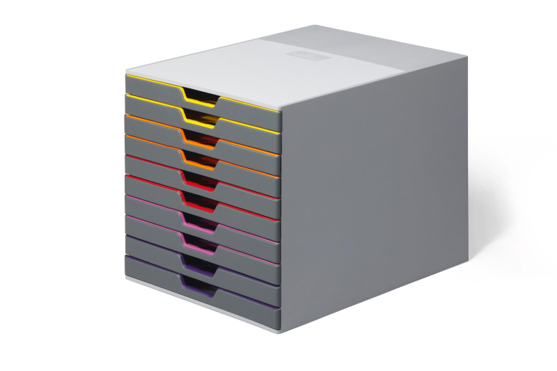 Durable Zásuvkový box VARICOLOR 10 - 10 barevných zásuvek, šedý