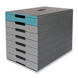 Durable Idealbox Plus 7 - zásuvkový box - 7 zásuvek, šedo-modrý