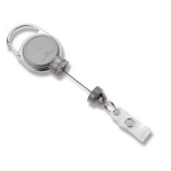 Durable Extra Strong - klip s navíjecí šňůrou a karabinou - šedý