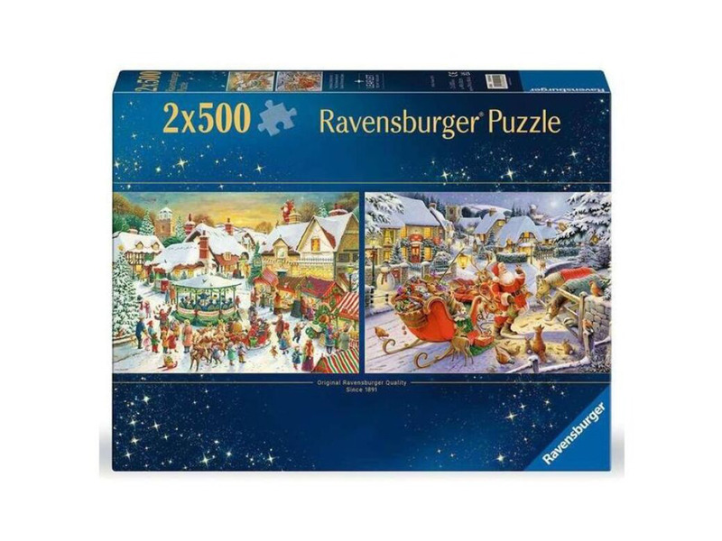 Puzzle Ravensburger 2x500 dílků Vánoční kolekce č. 1 - Vánoční trhy a Santova štědrovečerní večeře