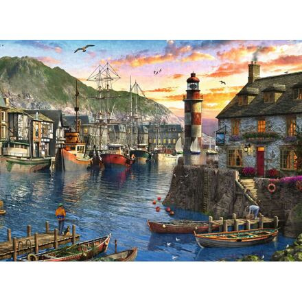 Východ slunce v přístavu - puzzle Ravensburger 500 dílků