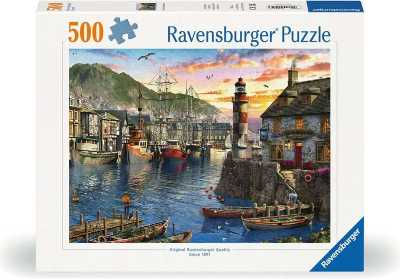Východ slunce v přístavu - puzzle Ravensburger 500 dílků