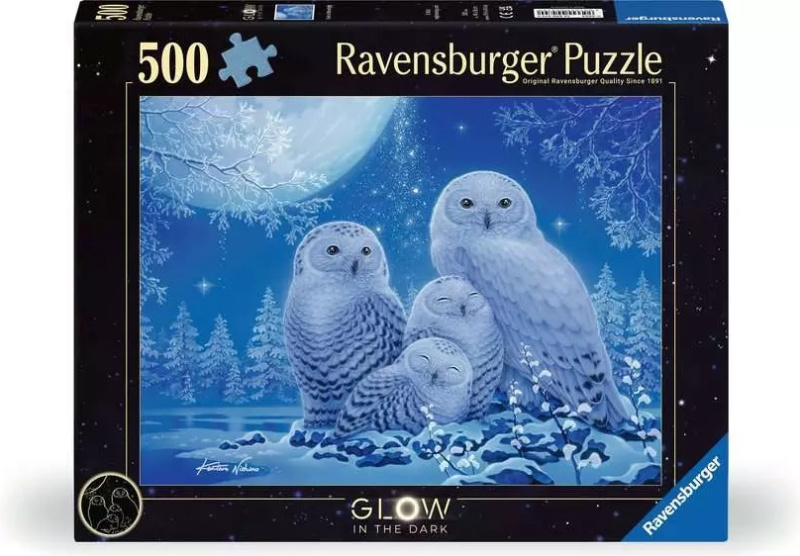 Ravensburger svítící puzzle Sovy za úsvitu měsíce 500 dílků