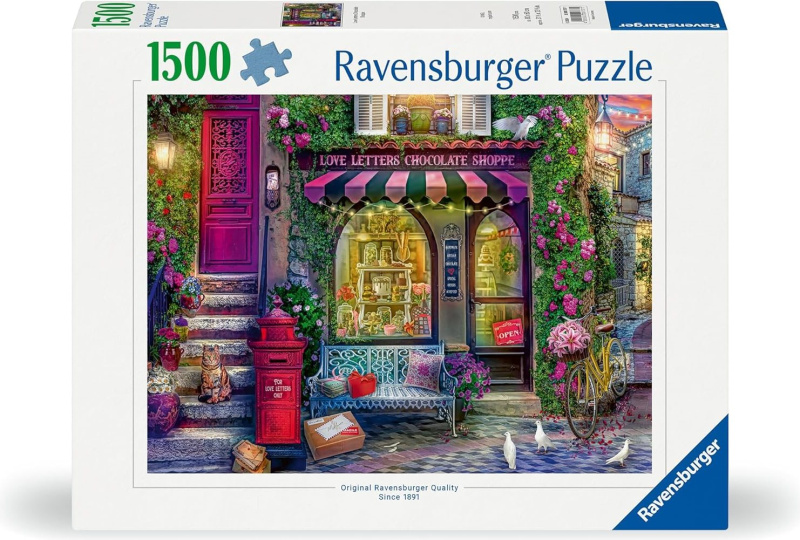 Puzzle Ravensburger 1500 dílků Obchod s čokoládou Love Letters