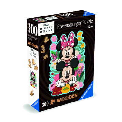 RAVENSBURGER Dřevěné obrysové puzzle Mickey a Minnie 300 dílků