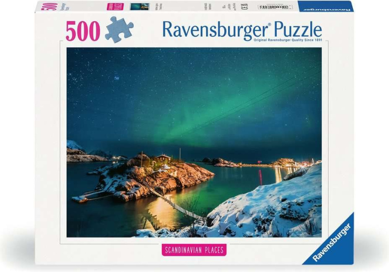 RAVENSBURGER Skandinávie Polární záře v Norsku 500 dílků