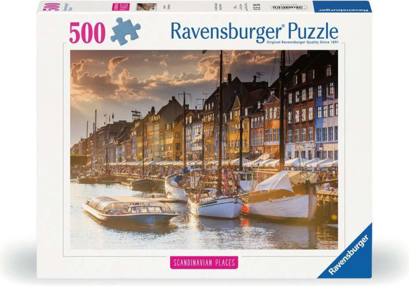 RAVENSBURGER Skandinávie Západ slunce v Kodani 500 dílků