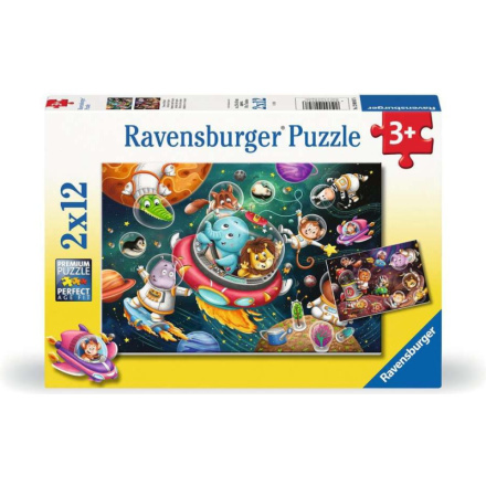 RAVENSBURGER Puzzle Zvířátka ve vesmíru 2x12 dílků