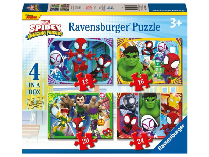 RAVENSBURGER Puzzle Spidey a jeho úžasní přátelé 4v1 (12, 16, 20, 24 dílků)