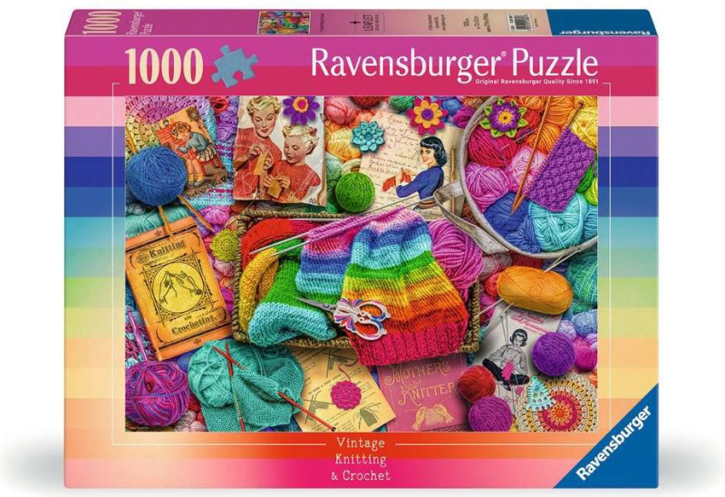 Puzzle Ravensburger 1000 dílků Retro pletení a háčkování