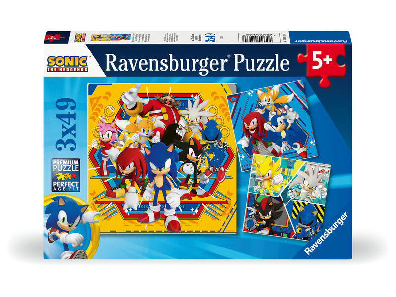 Puzzle 3x49 ks - Sonic ježek