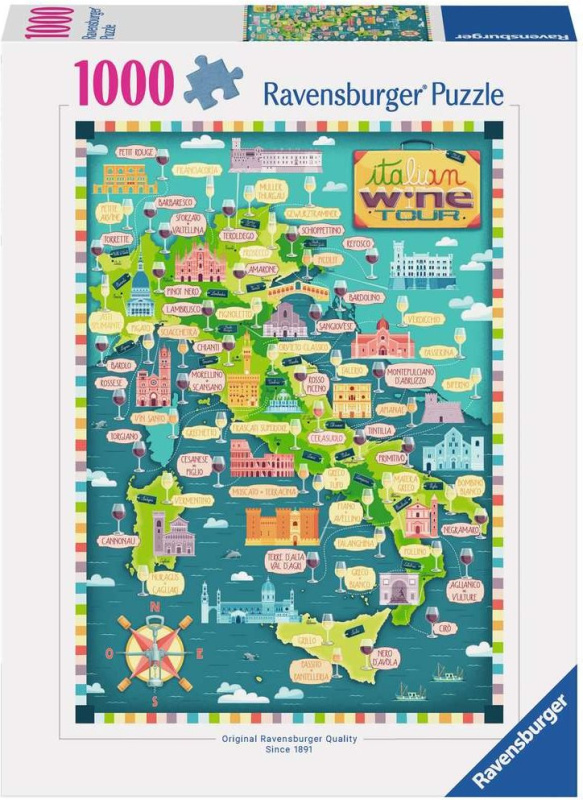 Puzzle Mapa Itálie - Italská vinařská prohlídka 1000 dílků