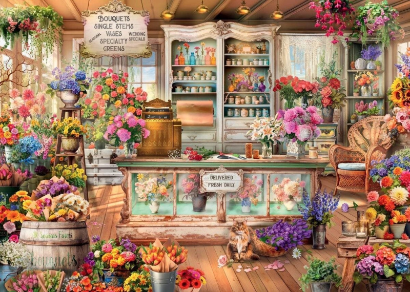 Puzzle Romantické Květinářství 1000 Dílků