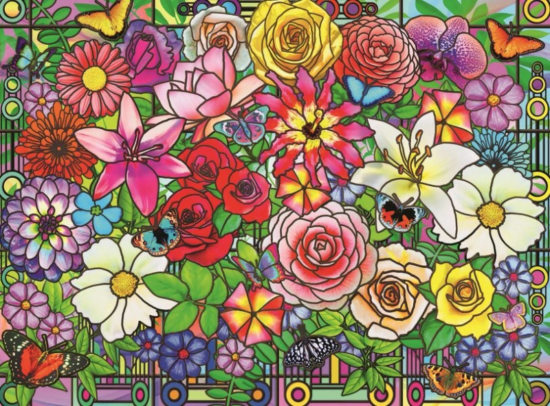 Ravensburger puzzle Květinový svět Tiffany XXL 100 dílků