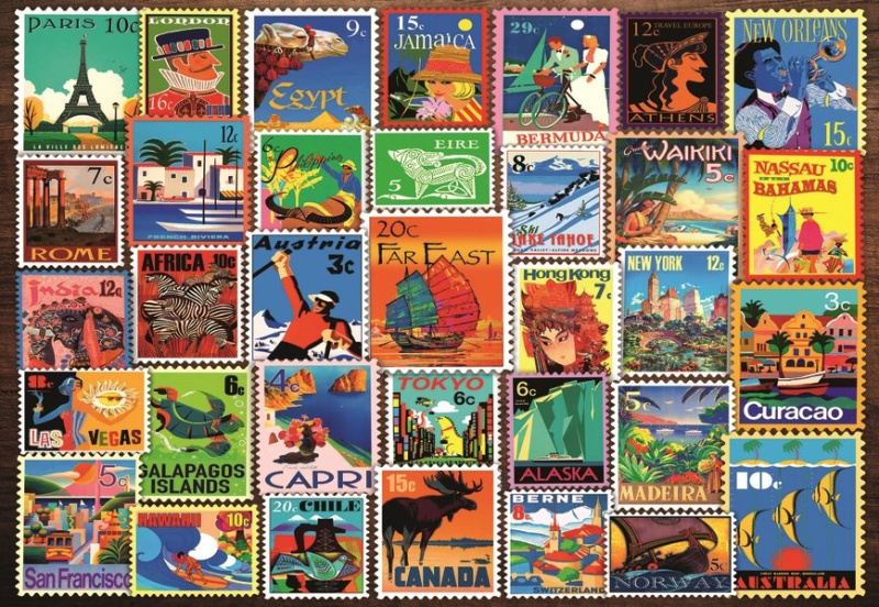RAVENSBURGER Známky z různých koutů světa 200 dílků