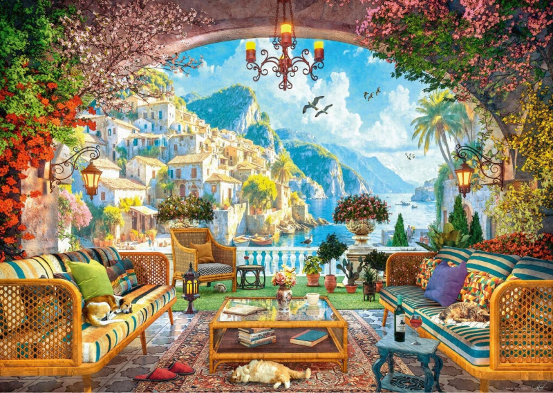 Puzzle RAVENSBURGER Pohádkový výhled na Středomoří, 1000 dílků