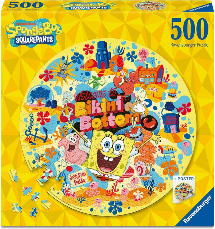 Ravensburger kulaté puzzle SpongeBob v kalhotách 500 dílků