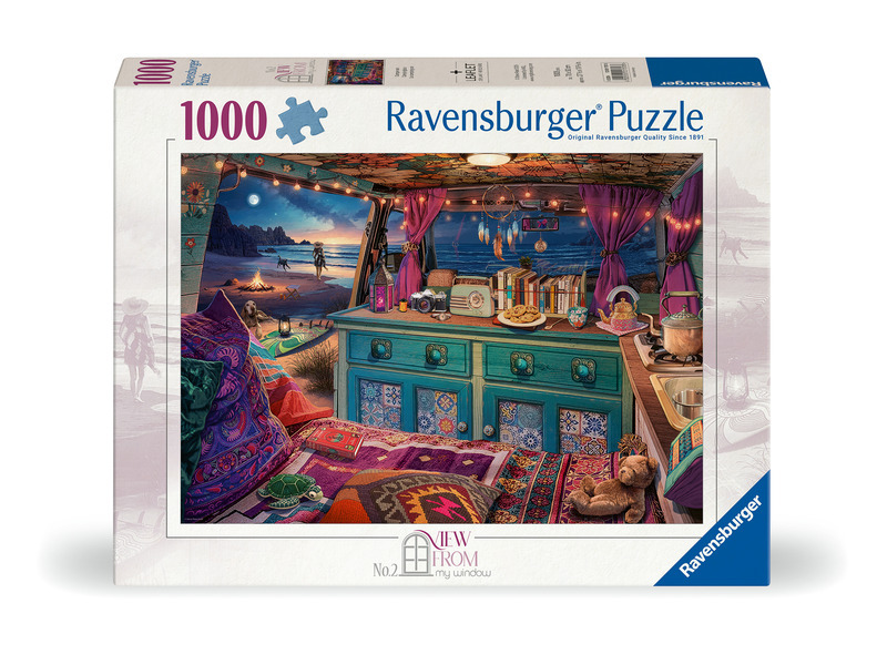 Puzzle Ravensburger 1000 dílků Výhled z okna č. 2 - Obytná dodávka