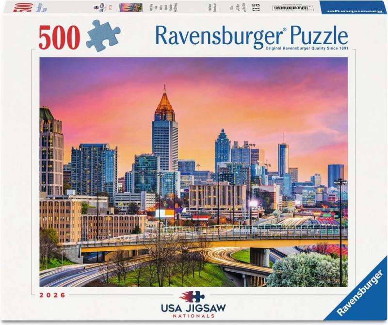 Puzzle Ravensburger 500 dílků Panorama Atlanty za soumraku