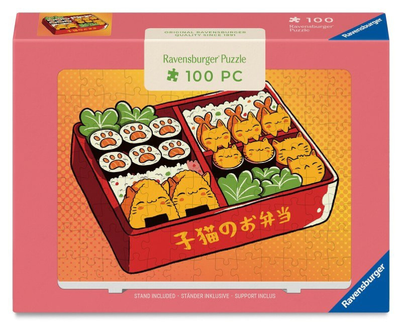 Mini puzzle se stojánkem Ravensburger 100 dílků Kawaii koťátka v bento-boxu