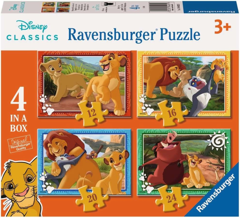 RAVENSBURGER Lví král 4v1 12 16 20 24 dílků