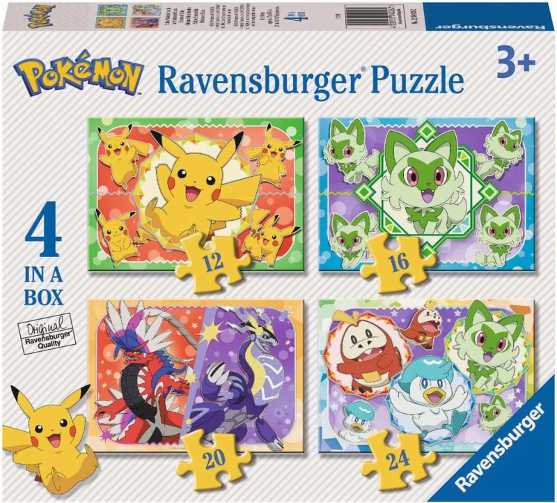 RAVENSBURGER Pokémoni 4v1 12 16 20 24 dílků