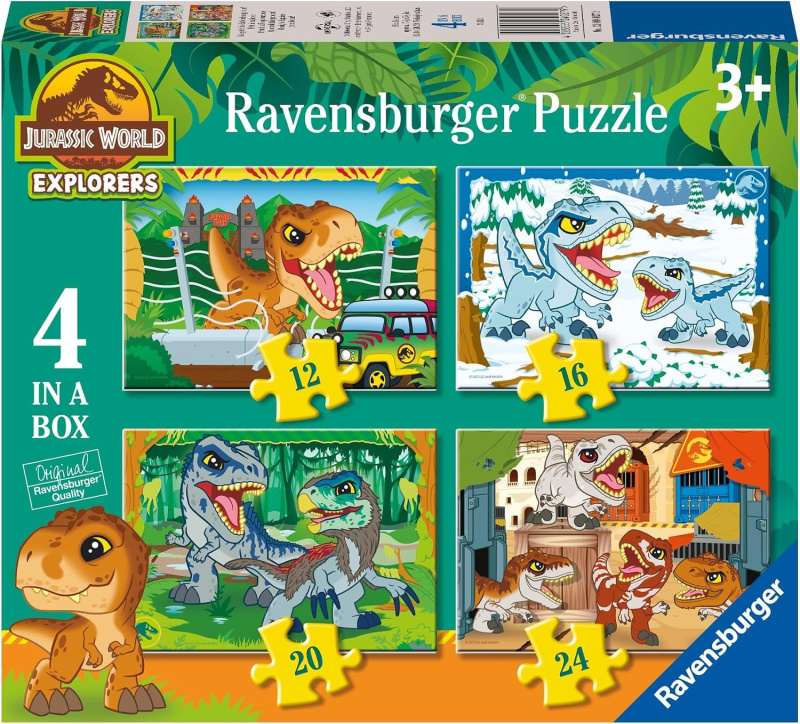 Puzzle Jurský svět 4v1 pro děti (12, 16, 20, 24 dílků) RAVENSBURGER
