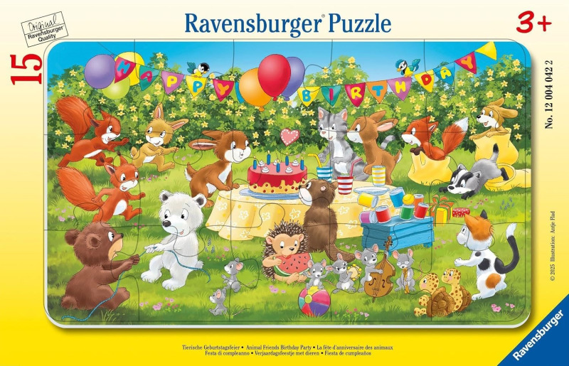Ravensburger puzzle Oslava narozenin se zvířecími kamarády 15 dílků