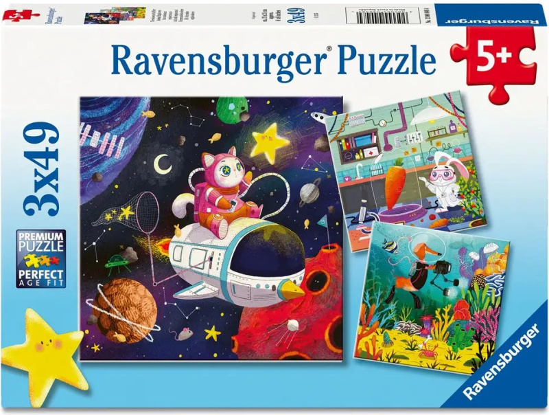 ravensburger puzzle profese z říše fantazie, 3×49 dílků