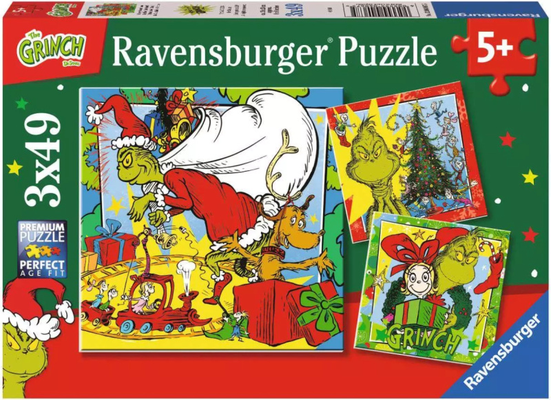 RAVENSBURGER Puzzle Grinch 3x49 dílků