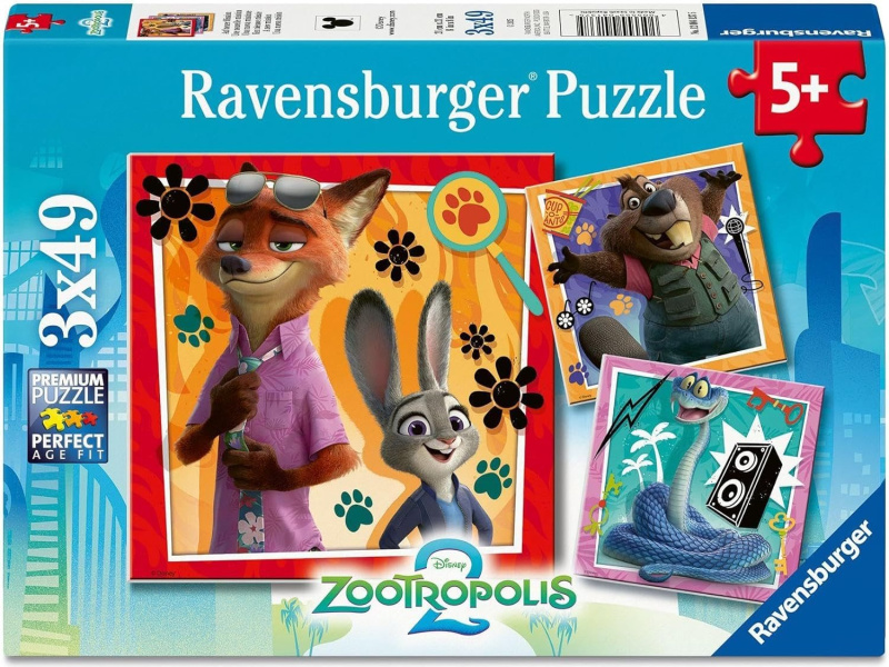 Puzzle RAVENSBURGER Zootropolis: Město zvířat 3×49 dílků