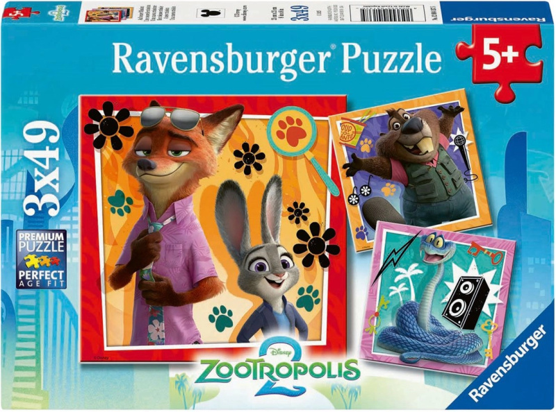 Puzzle RAVENSBURGER Zootropolis: Město zvířat 3×49 dílků