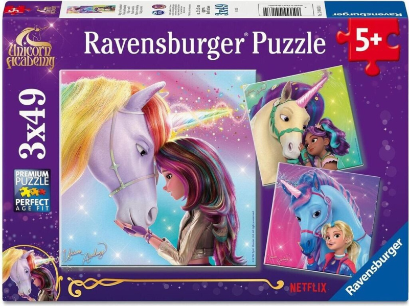 Puzzle 3×49 dílků RAVENSBURGER – UNICORN ACADEMY (Akademie jednorožců)