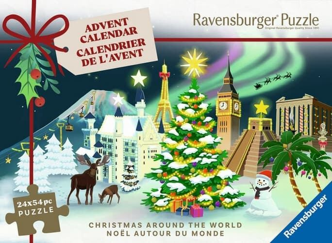 Adventní kalendář puzzle RAVENSBURGER – Vánoce po celém světě, 24×54 dílků