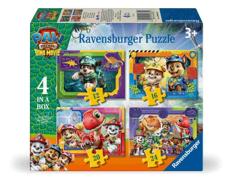Puzzle pro děti Ravensburger sada 4v1 Tlapková patrola: Dinosauří film