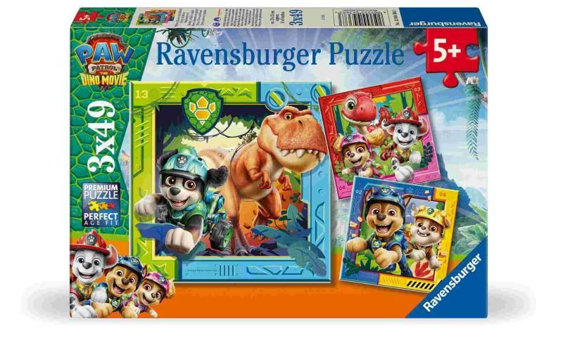 Ravensburger puzzle Tlapková patrola: dinosauří film 3x49 dílků