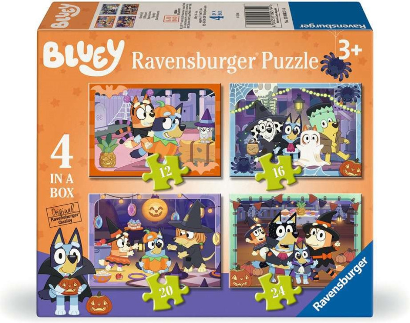 Puzzle pro děti Ravensburger sada 4v1 Bluey: Halloween 12,16,20,24 dílků