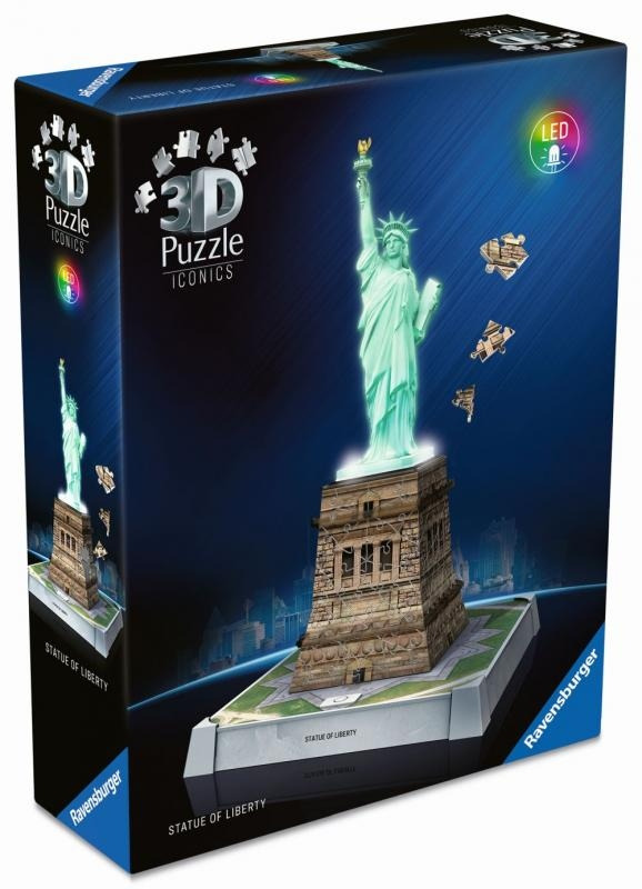 Ravensburger Iconics: Socha svobody (Noční edice) 3D Puzzle 128 dílků