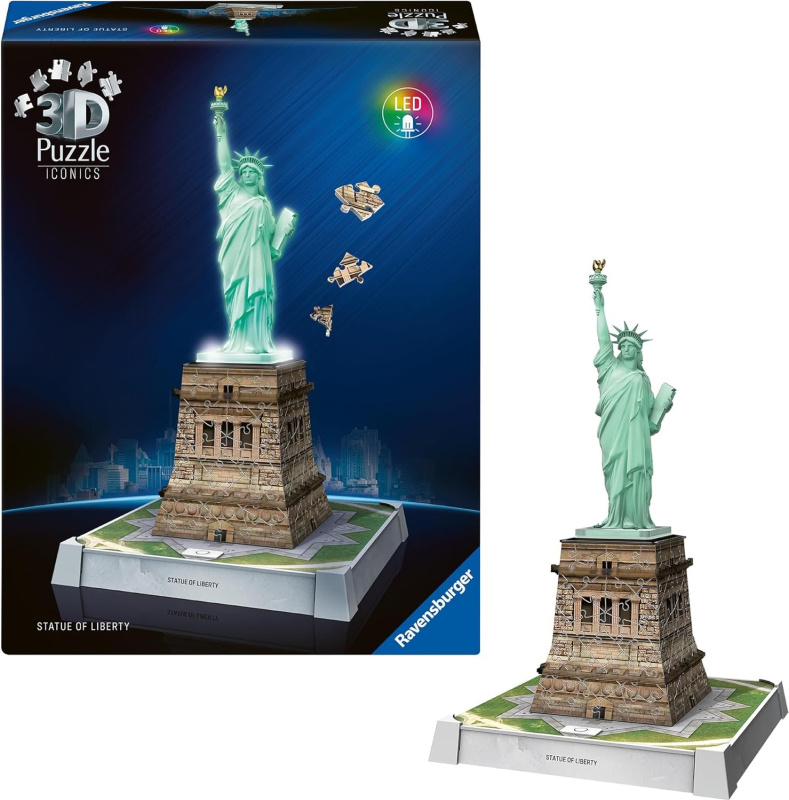 Ravensburger Iconics: Socha svobody (Noční edice) 3D Puzzle 128 dílků