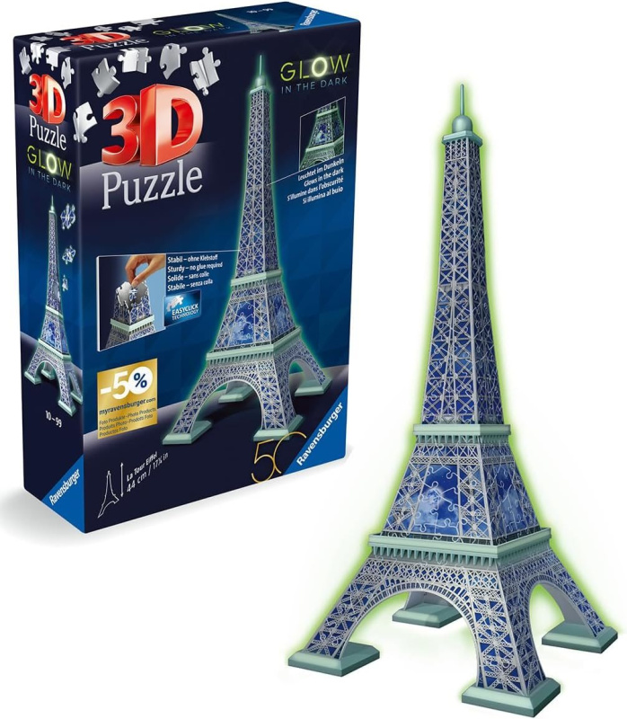 3D puzzle svítící ve tmě Ravensburger  Eiffelova věž (Glow in the Dark) 224 dílků