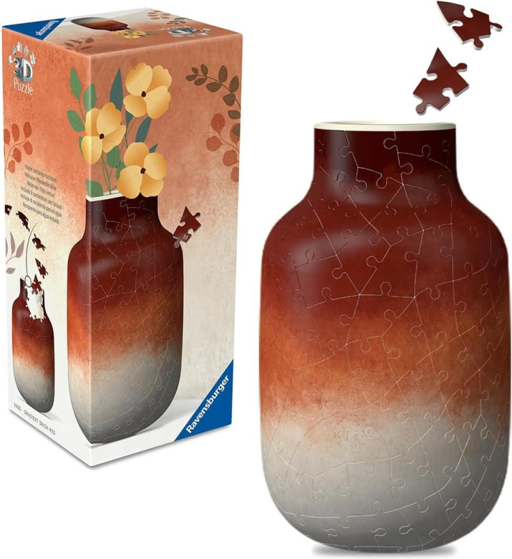 3D puzzle váza v terakotových tónech