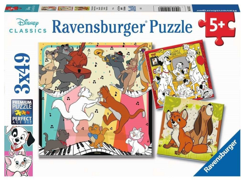 RAVENSBURGER Disney Classics: Zvířátka v dobré náladě 3x49 dílků