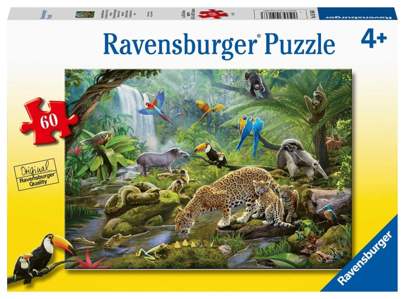 RAVENSBURGER Zvířata v deštném pralesu 60 dílků