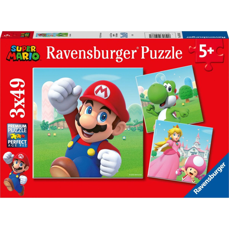 RAVENSBURGER Puzzle Super Mario 3x49 dílků