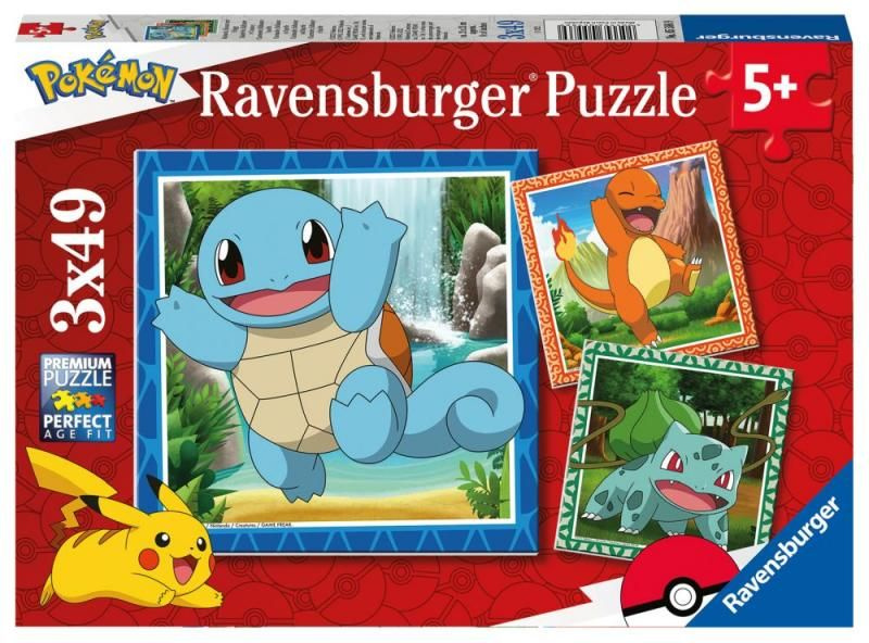 RAVENSBURGER Vypusťte Pokémony 3x49 dílků