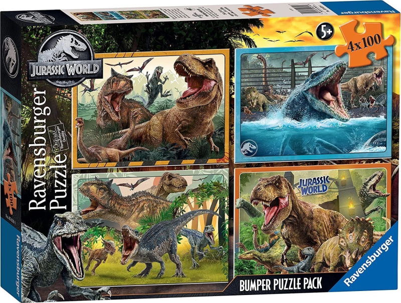 RAVENSBURGER Puzzle Jurský svět 4x100 dílků
