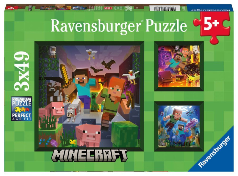 RAVENSBURGER Minecraft Biomes 3x49 dílků