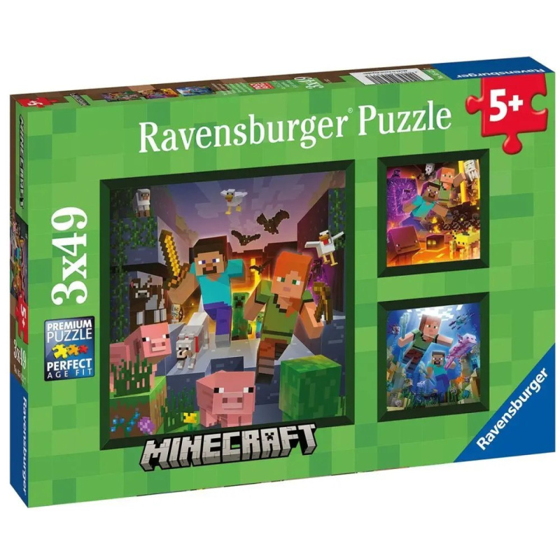 RAVENSBURGER Minecraft Biomes 3x49 dílků