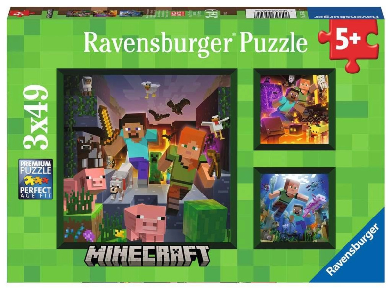 RAVENSBURGER Minecraft Biomes 3x49 dílků
